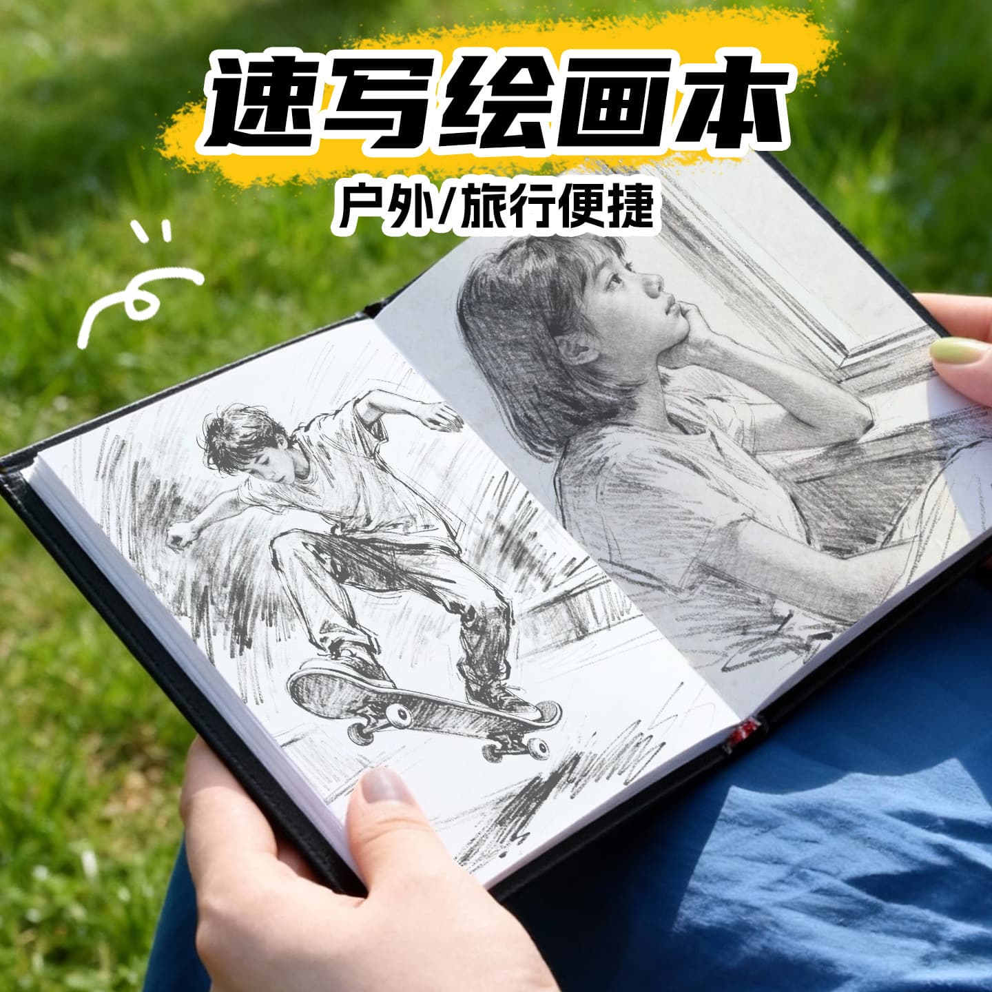 Thickened A5 Art Sketchbook Portable Small Square Notebook Flip Book A6 Drawing Pocket Handheld Sketchbook