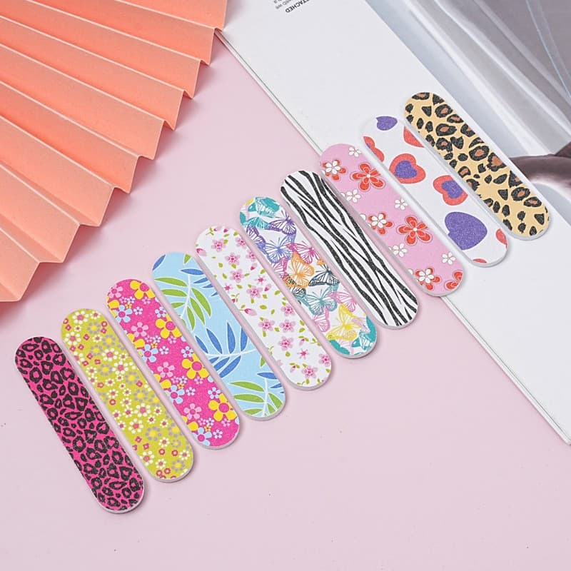 Factory direct sales printed nail file color pattern mini eva rubbing strip double-sided sanding strip nail polish straight file