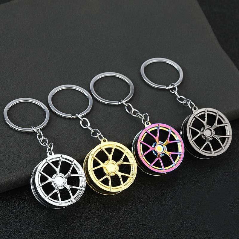 Creative Metal Keychain Turbo Gear Shift Wheel Hub Brake Disc Shock Absorber Caliper Car Keychain Pendant Wholesale