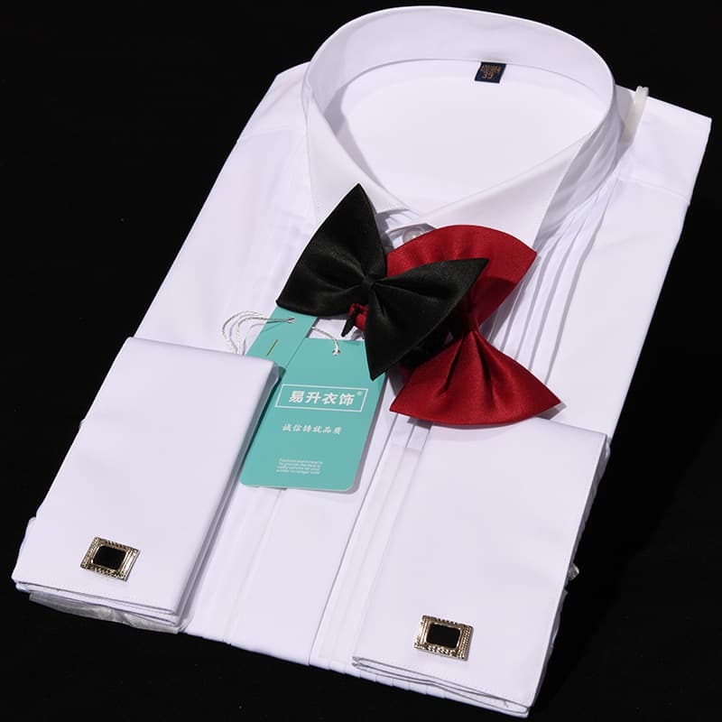 Best Man Groom Wedding White Shirt Long Sleeve Wing Collar Plus Size Studio Men's French Cuff White Shirt