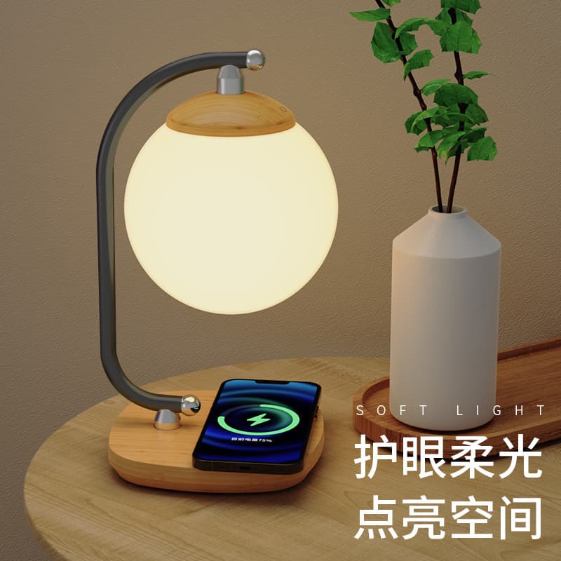 Amazon New Creative Gift Desk Lamp, LED for Student Study, Wireless Charging Reading Colorful Moon Eye-Caring Lamp