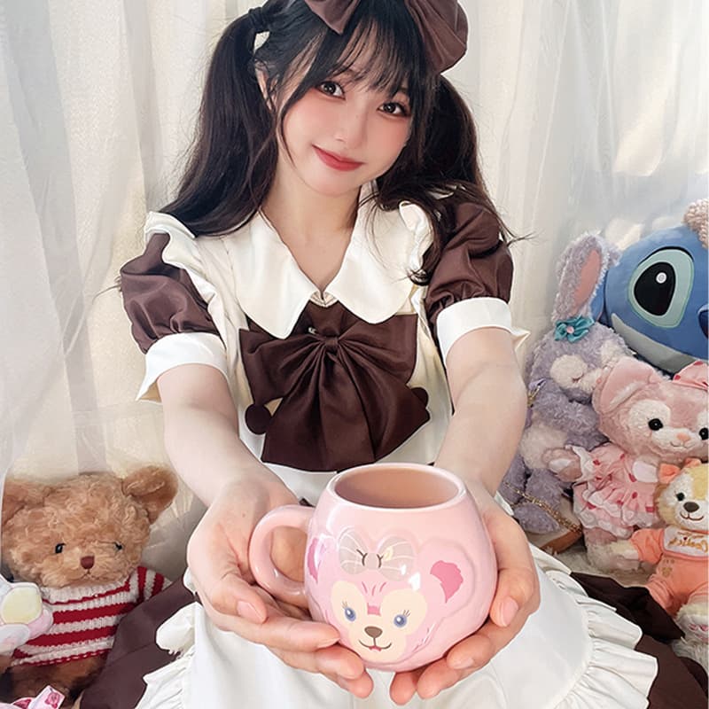 Lolita Maid Uniform Dress Soft Girl Coffee Shop Waitress Outfit Cotton Lycra Blend Fresh Sweet Style Anime Cartoon Theme