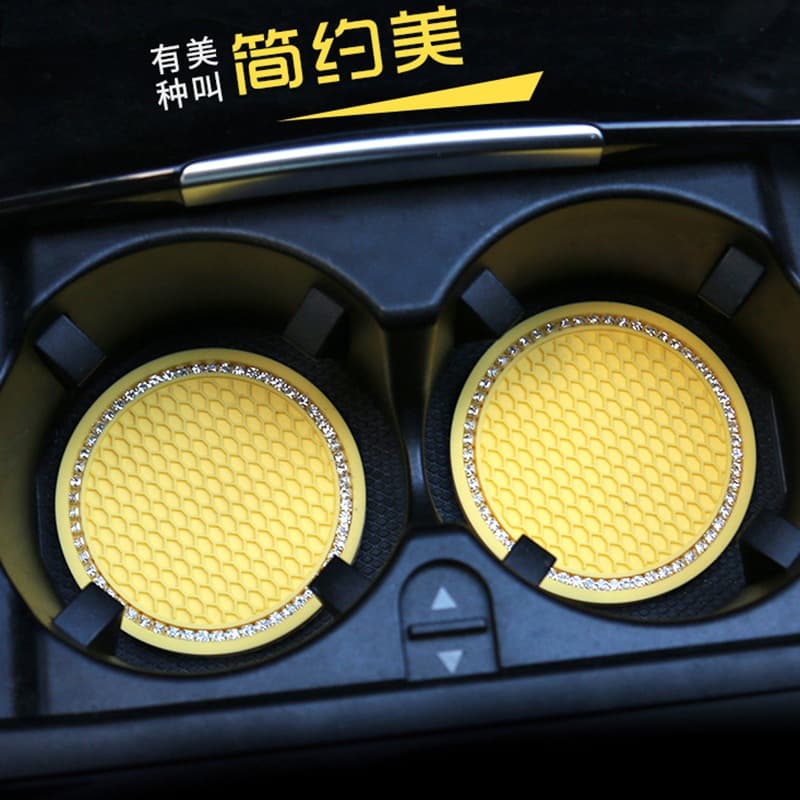 Creative Grid Honeycomb Cross-border Amazon Steam Car Water Cup Mat Multifunctional Car Storage with Rhinestone Anti-slip Mat