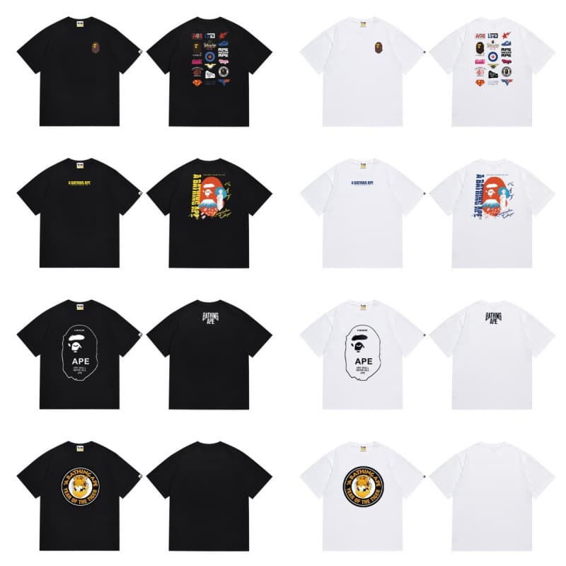 Cross-border exclusive BAPE camo cherry blossom ink wash ape head collab NB Mt. Fuji violent bear pure cotton short-sleeve T-shirt