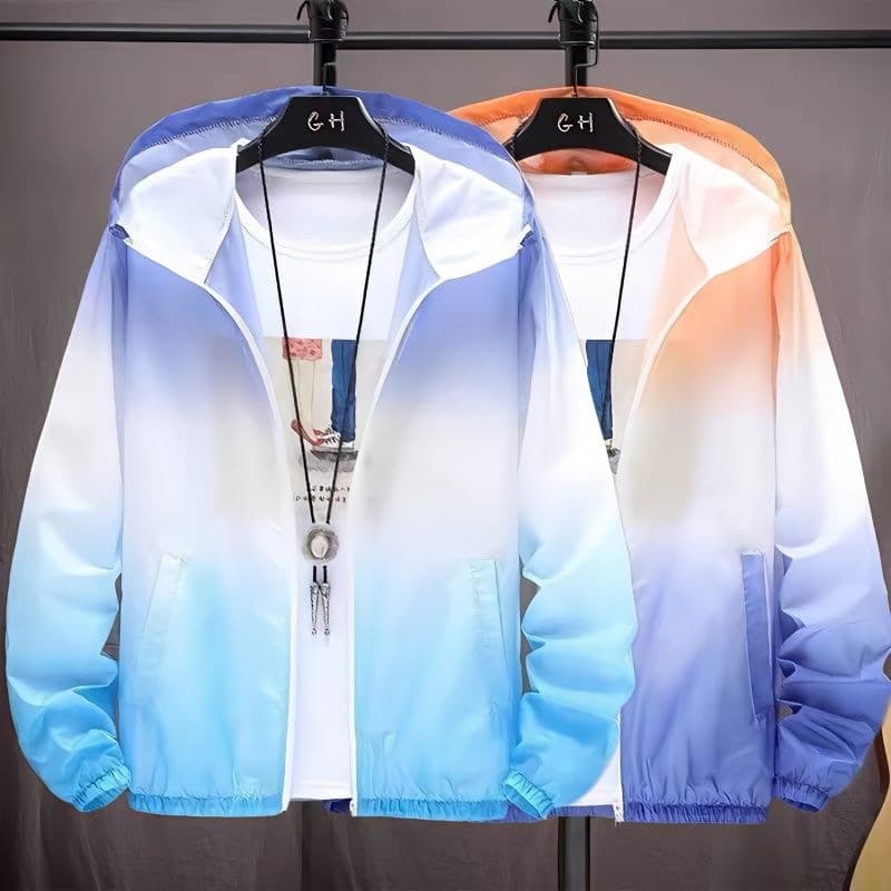 Summer sun protection clothing for men, ultra-thin breathable jacket, windbreaker, sun protection clothing, anti-UV trendy skin clothing for men