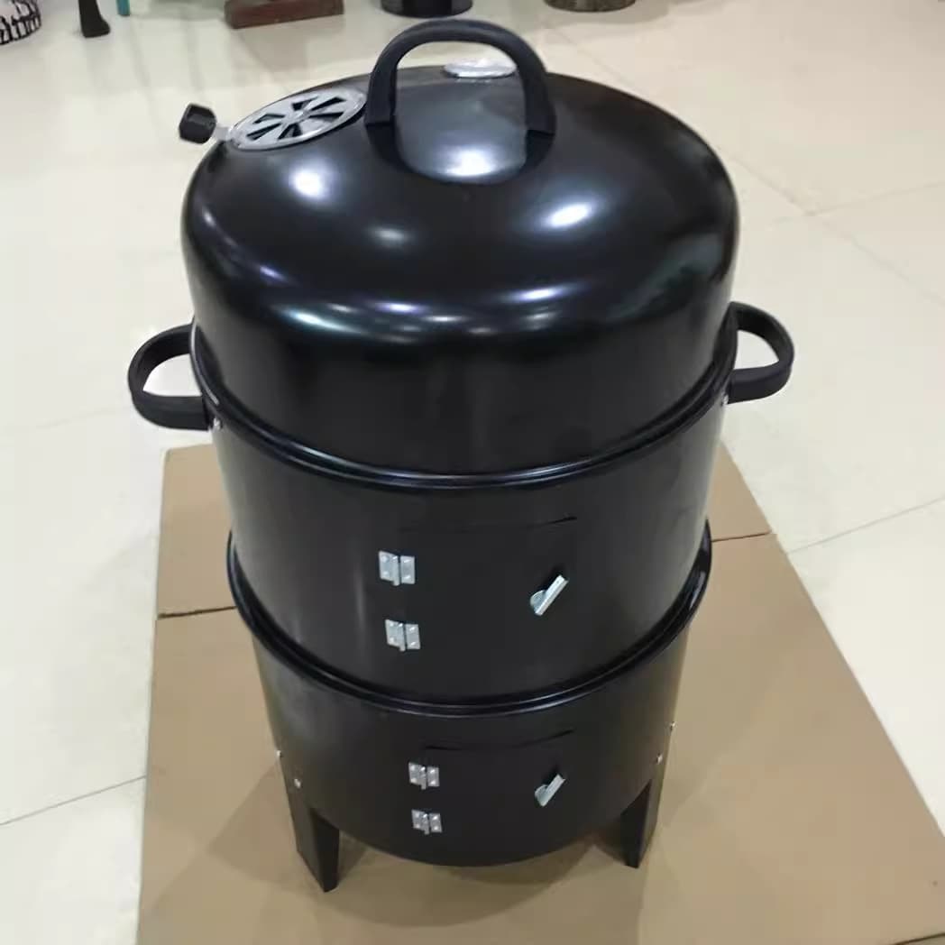 Factory Direct 3-in-1 Round BBQ Grill with Charcoal Smoker, Detachable and Stackable Design