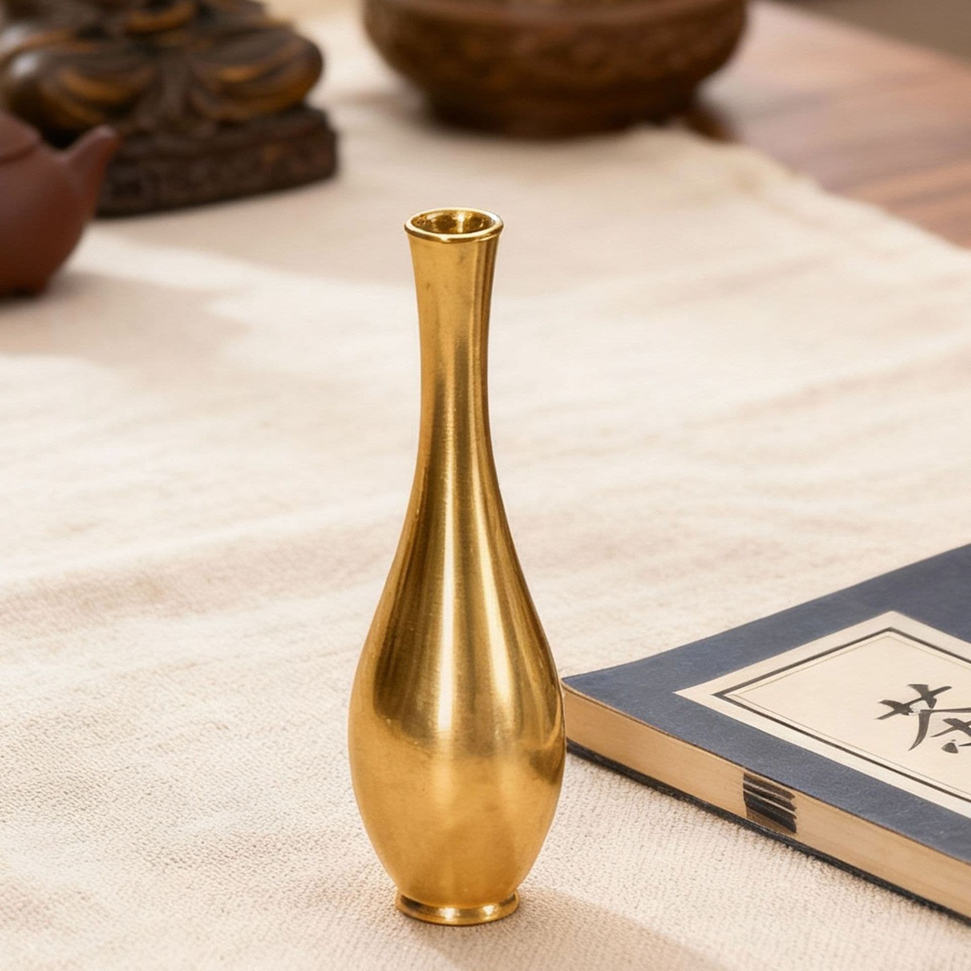 Mini Pure Copper Flower Vessel Incense Holder Portable Incense Stick Holder Pure Copper Vase Mini Home Incense Holder Decoration