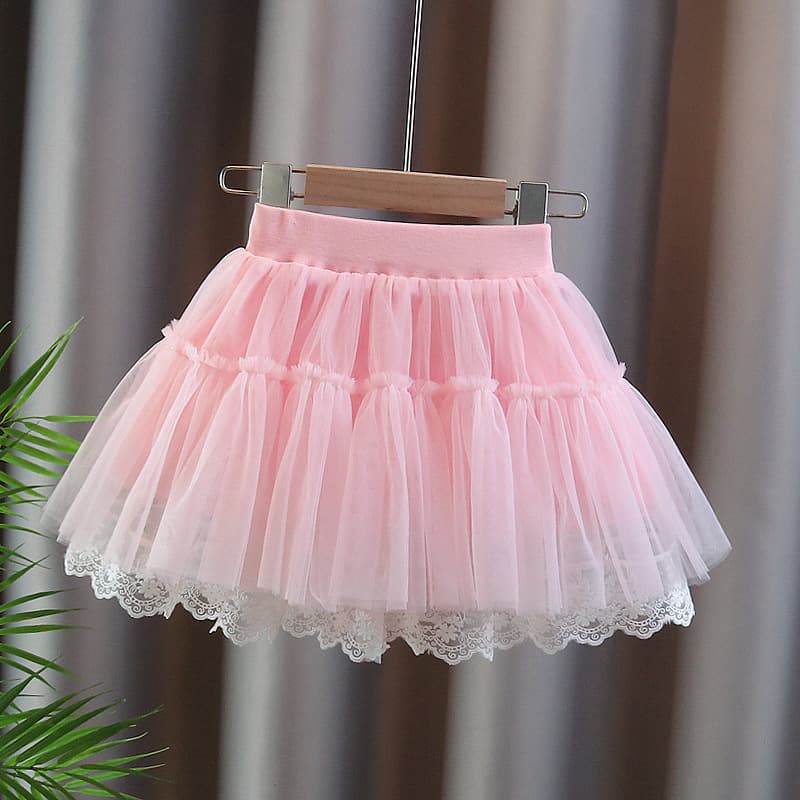 2025 Children's Tulle Skirt Girls Solid Color Waist Skirt Princess Cute Skirt Pants Summer New Mesh Half Skirt Wholesale