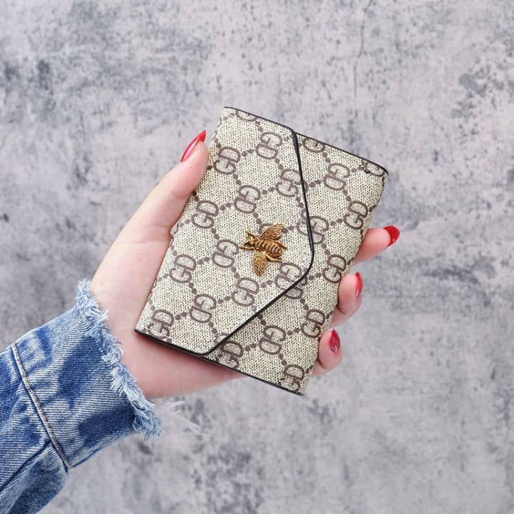 European and American minimalist women's wallet, short tri-fold small wallet, coin card holder, leather wallet for women