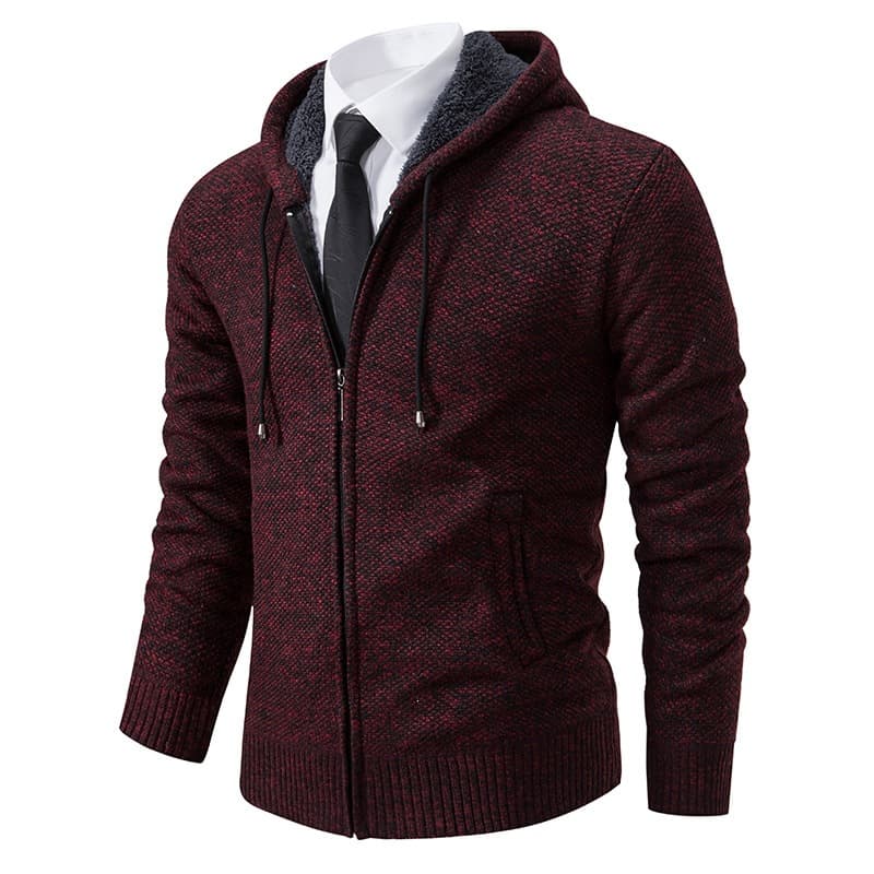 Autumn and winter men's jacket hooded coat cardigan sweater men's knitted sweater hooded velvet casual thickened