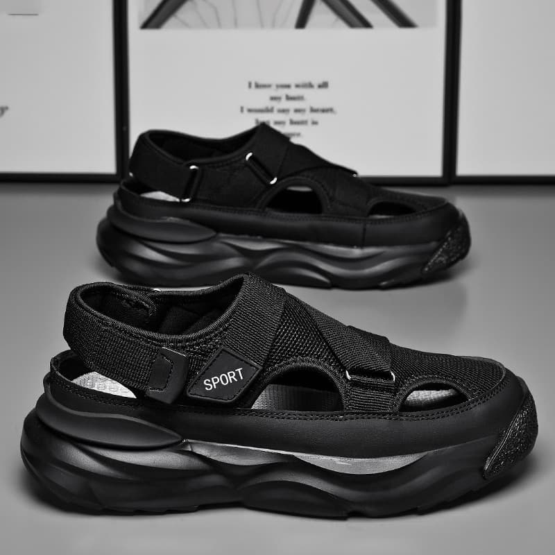 2026 New Men's Sandals Casual Versatile Sandals Youth Breathable Trendy Hollow Cool Velcro Sandals