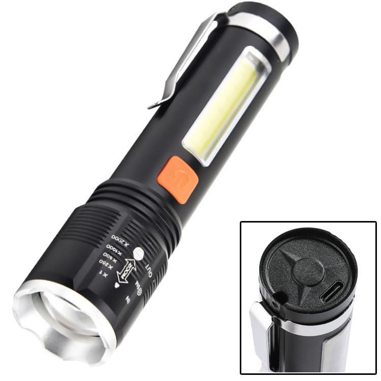 New P50 aluminum alloy COB side light warning work light strong light outdoor searchlight USBLED pen clip flashlight