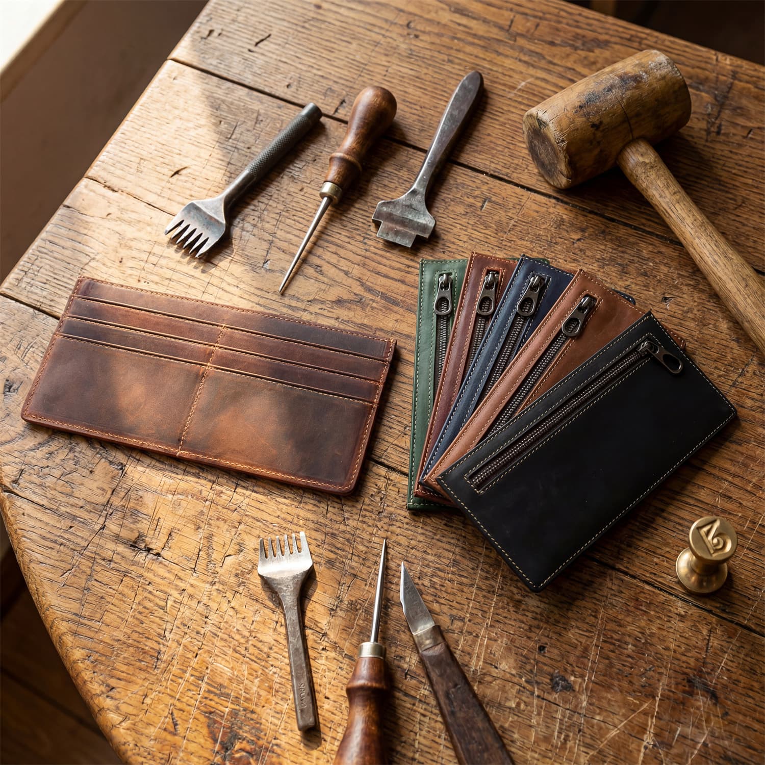 Men's Vintage Crazy Horse Top-Layer Cowhide Ultra-Thin Long Wallet, Genuine Leather Simple Wallet, Multi-Card Card Holder, Trendy