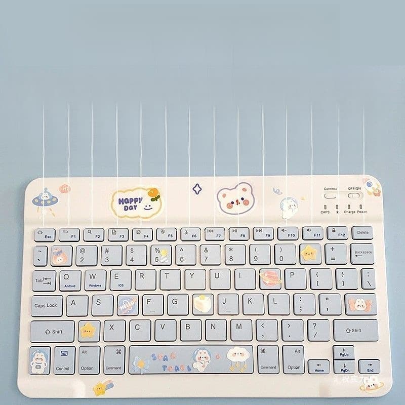 Wireless Bluetooth Rechargeable Keyboard for iPad, Tablet, Android, iPhone, Universal External Mouse for Huawei, Lenovo, Purple