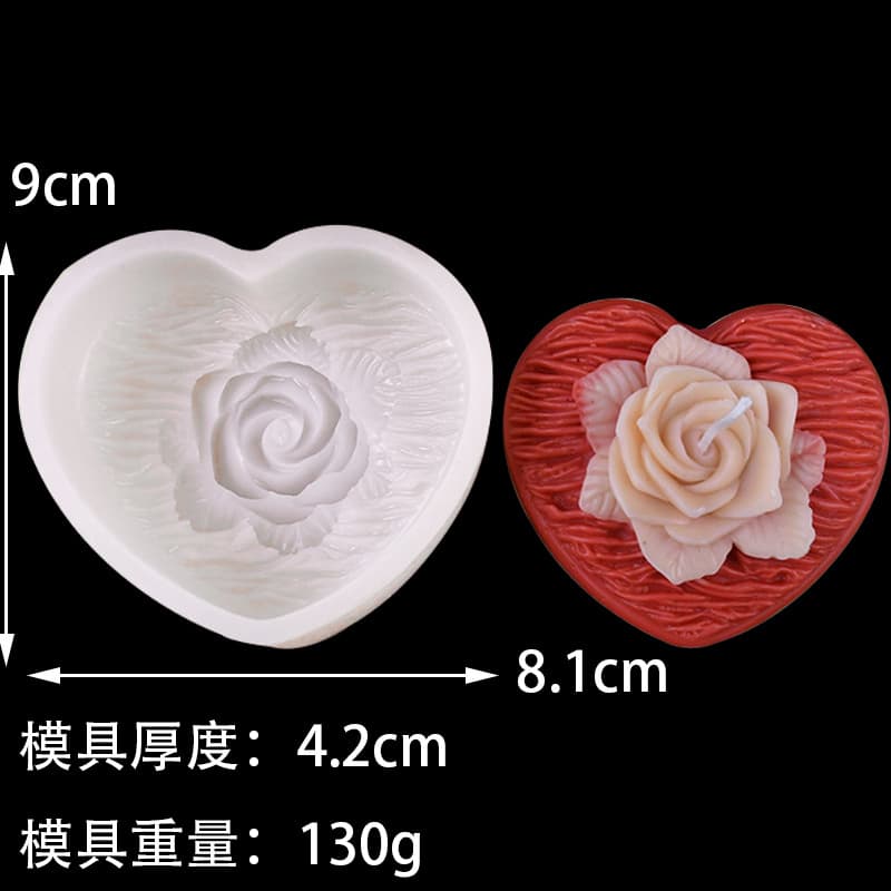 Woven Love Rose Scented Candle Mold DIY Valentine's Day Heart-Shaped Creative Candle Epoxy Resin Silicone Mold