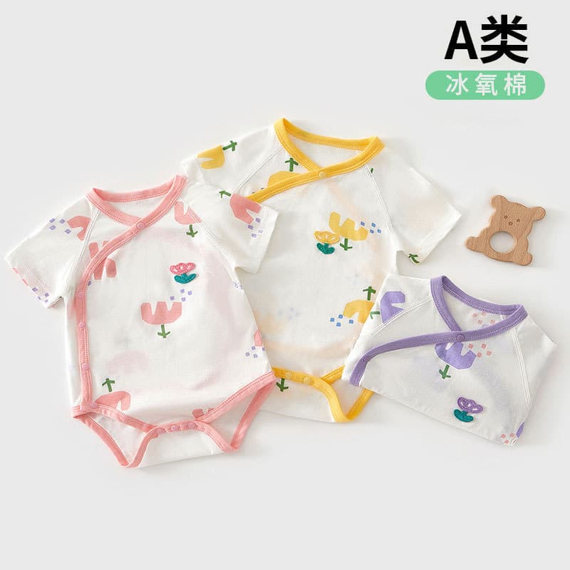 Tulip Series Summer Cotton Bodysuit Baby Clothes Infant Romper Crawling Suit Triangle Bodysuit Base Layer