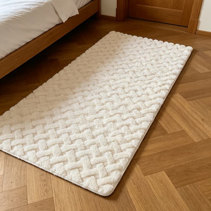 Rabbit Fur Carpet Off-White Solid Premium Floor Mat Bedroom Bedside Rug Thick Bed Front Rug Ultrasonic Cross-Border