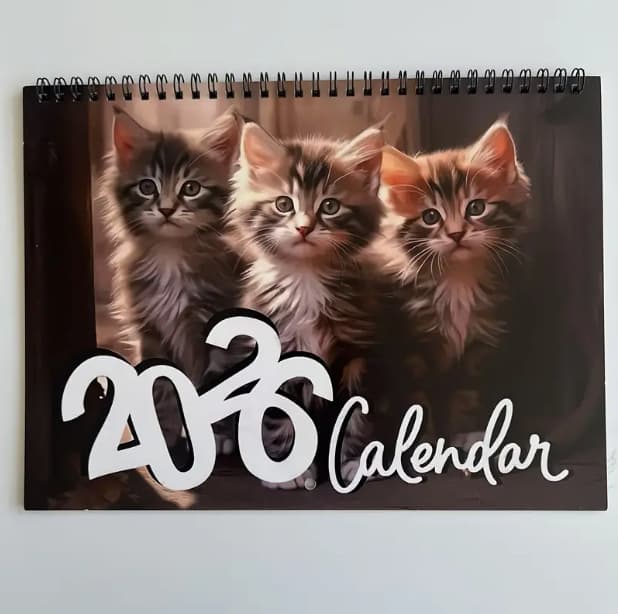 2026 New Cross-Border Calendar Popular Amazon English European and American Cat Wall Calendar Desk Calendar Manufacturer Wholesale Cure