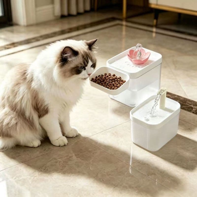 Cat water dispenser automatic feeder cat and dog automatic circulating flow water dispenser eating and drinking all-in-one pet cat bowl