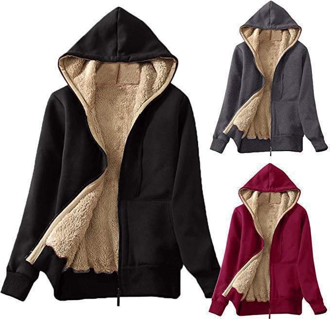 Cross-Border In-Stock European and American Amazon 2025 Winter Women's Popular Warm Fleece-Lined Hooded Sweatshirt with Pockets Jacket
