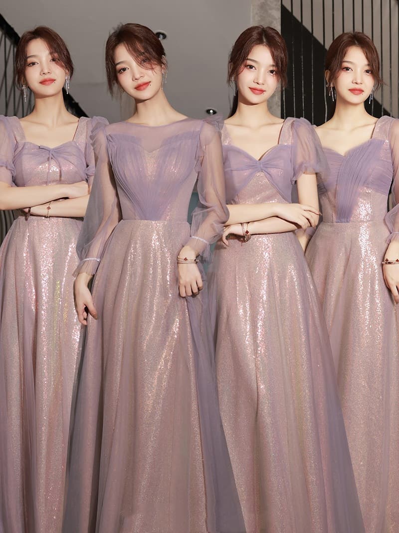 Bridesmaid Dress Purple Long 2026 New Summer Autumn Fairy Temperament Slimming Bridesmaid Group Sister Dress Host Small Formal Dress Women