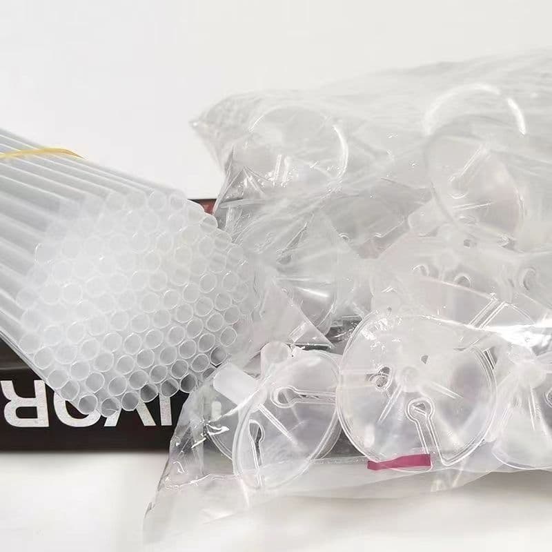 New material 40cm transparent latex balloon pole support pole thickened and thickened color hand-cranked tow pole white advertising use 32