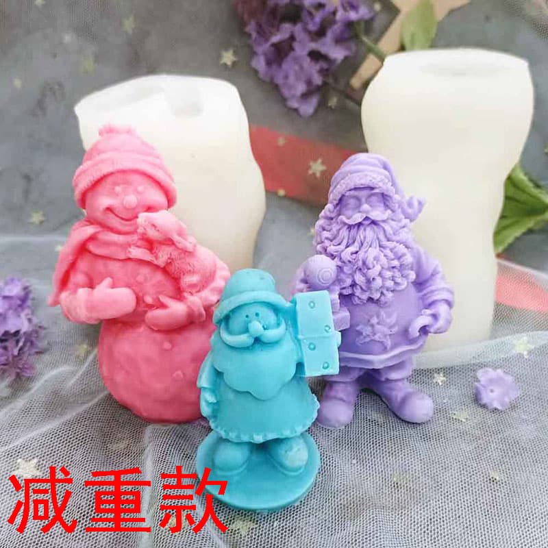 3D Santa Claus Silicone Mold Christmas Snowman DIY Aromatherapy Candle Plaster Epoxy Chocolate Silicone Mold