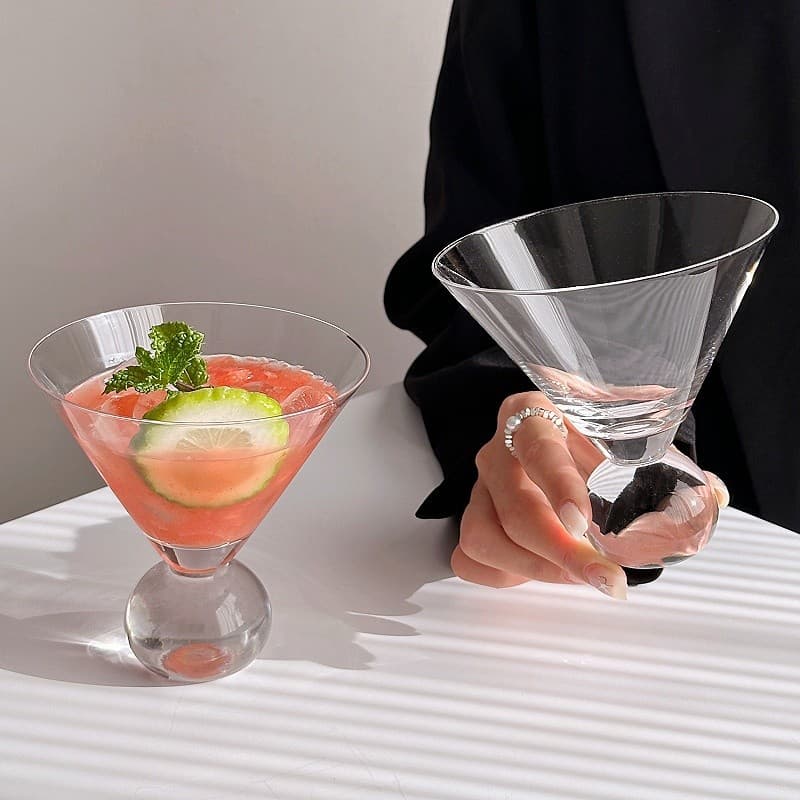 Japanese Pearl Point Martini Glass Low Stem Cocktail Glass Champagne Glass Thin Glass Coffee Cup Premium Wine Glass