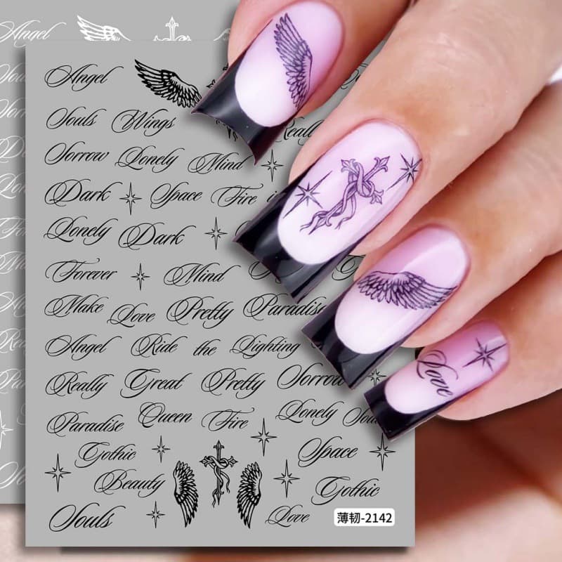 European and American Floral English Nail Stickers, Simple and Versatile Angel Floral English DIY Nail Stickers, Thin and Flexible Type