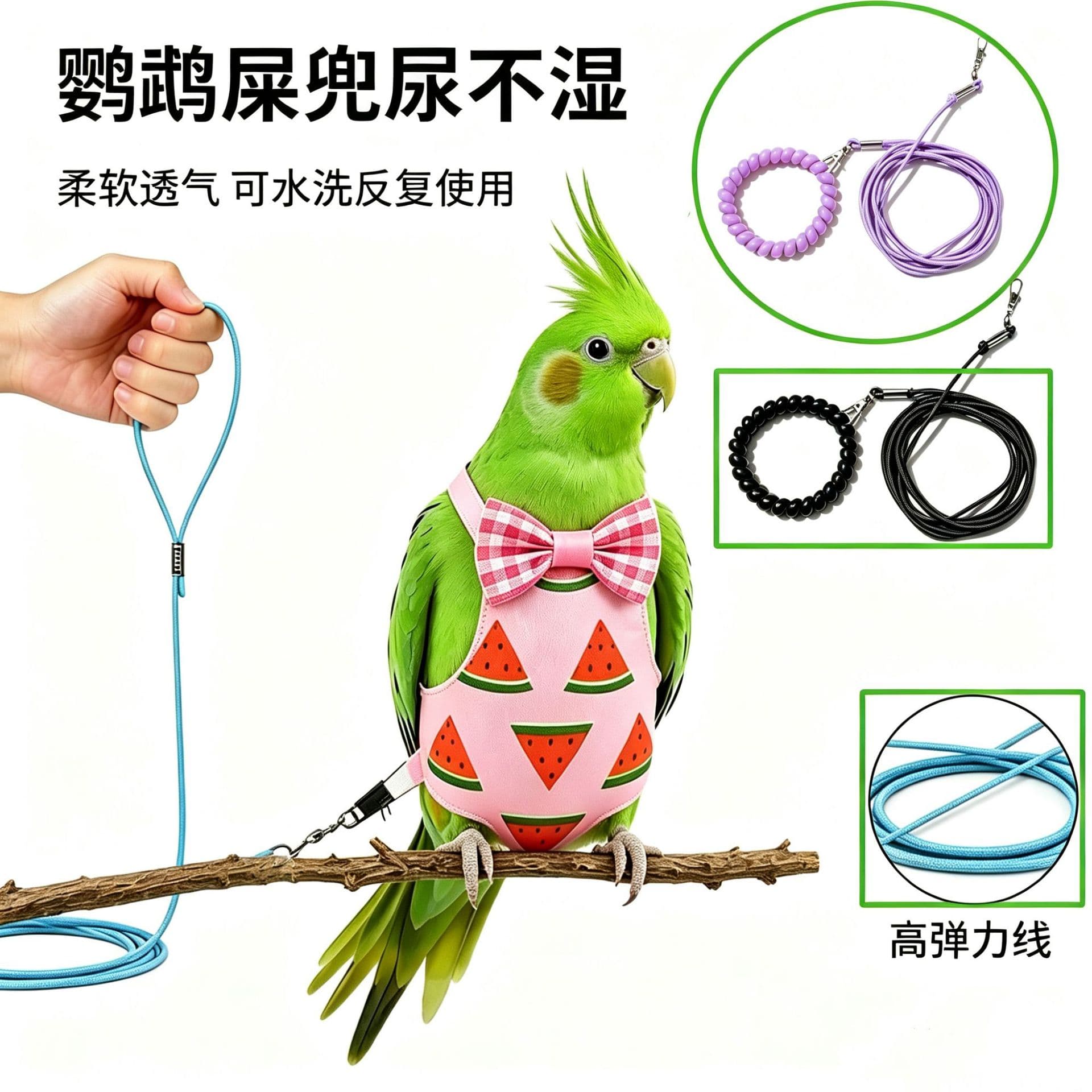 Outdoor Bird Training Parrot Flight Leash, Ultra-Lightweight Extended Tether for Small Pets, Budgie Walking Leash Anti-Flight Rope