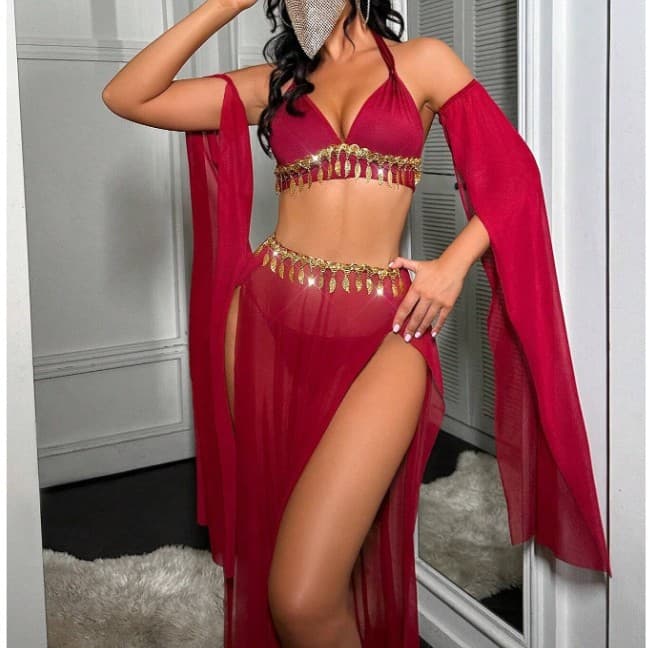 New European and American Hanfu Collection, Ancient Style Exotic Dunhuang Flying Dance Lingerie, No-Off Sexy Sleepwear