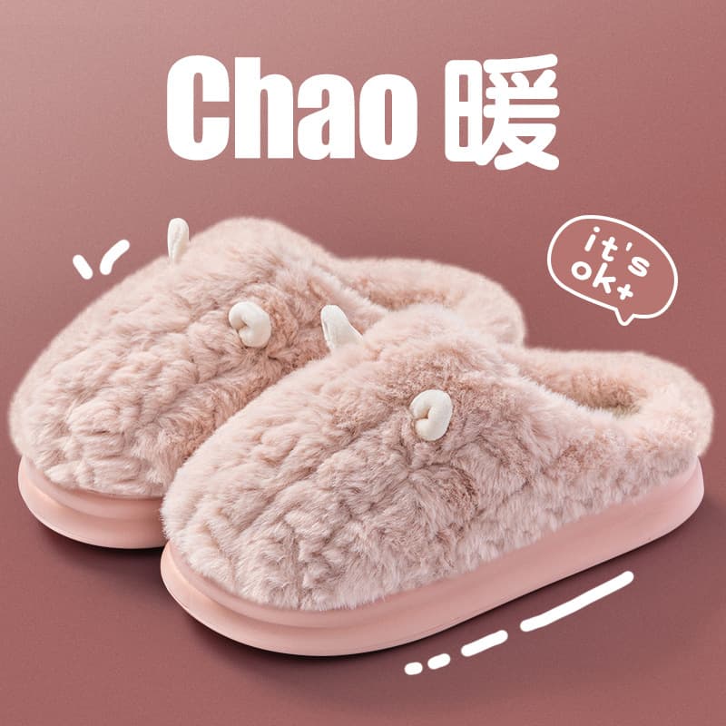 Cloud-like Cotton Slippers for Men and Women, Autumn and Winter Wear, Indoor and Outdoor, Non-slip Thick Sole, Warm Fleece Lining