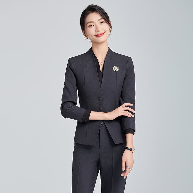 Gray professional suit suit for women 2024 autumn and winter new style temperament manager commuting formal hotel front desk work clothes