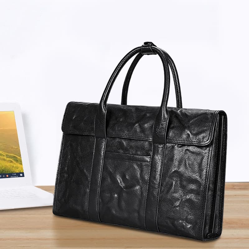 Genuine Leather Men's Bag Large Capacity Business Briefcase Top Layer Cowhide Computer Bag Fashionable Men's Tote
