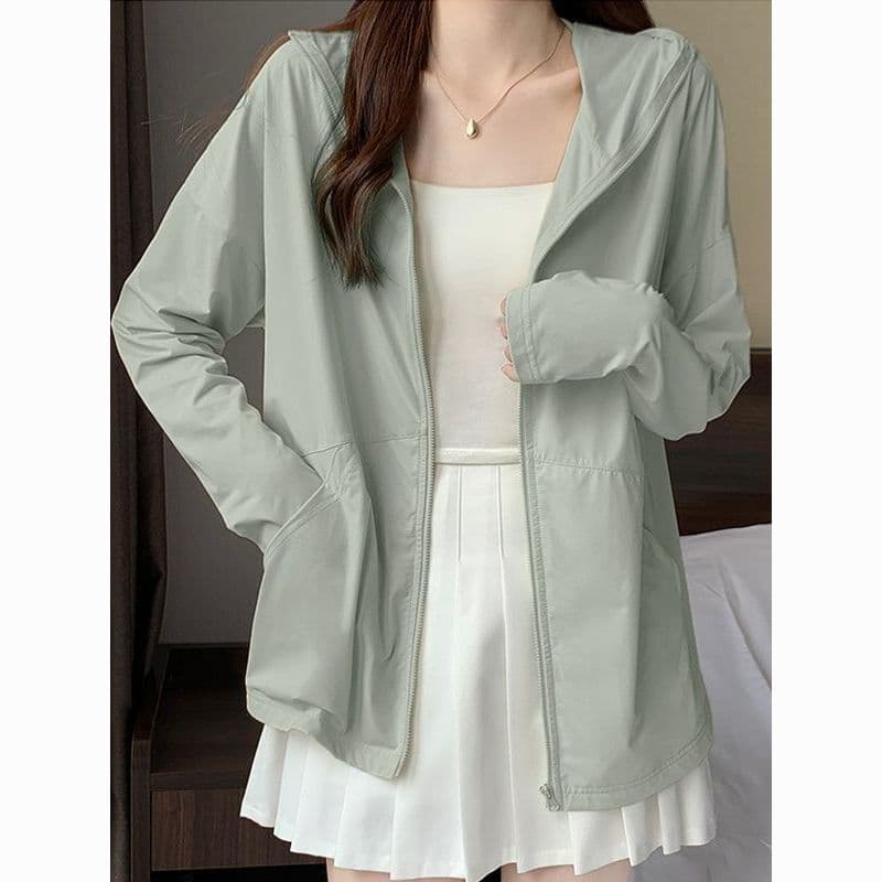 Women's Sun Protection Outerwear, Summer Cooling Jacket, New Style, UV Protection, Breathable Ice Silk Hooded Sun Protection Clothing