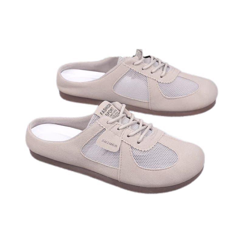 Birkenstock-Style Open-Toe Half Slippers for Women, Summer Breathable German Training Shoes, Thick Sole with Hidden Height Increase, Half Slippers for Women