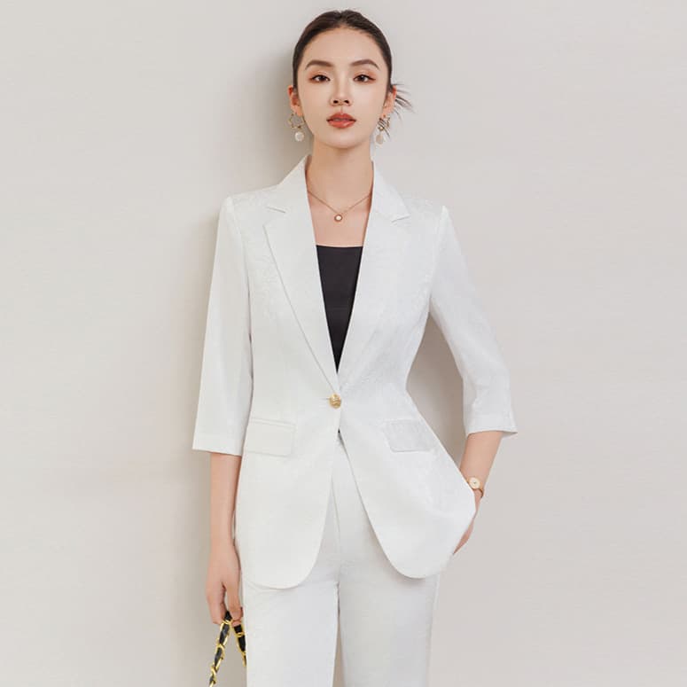White Suit Set for Women Spring/Summer New Arrival Premium Host Professional Formal Wear Work Blazer