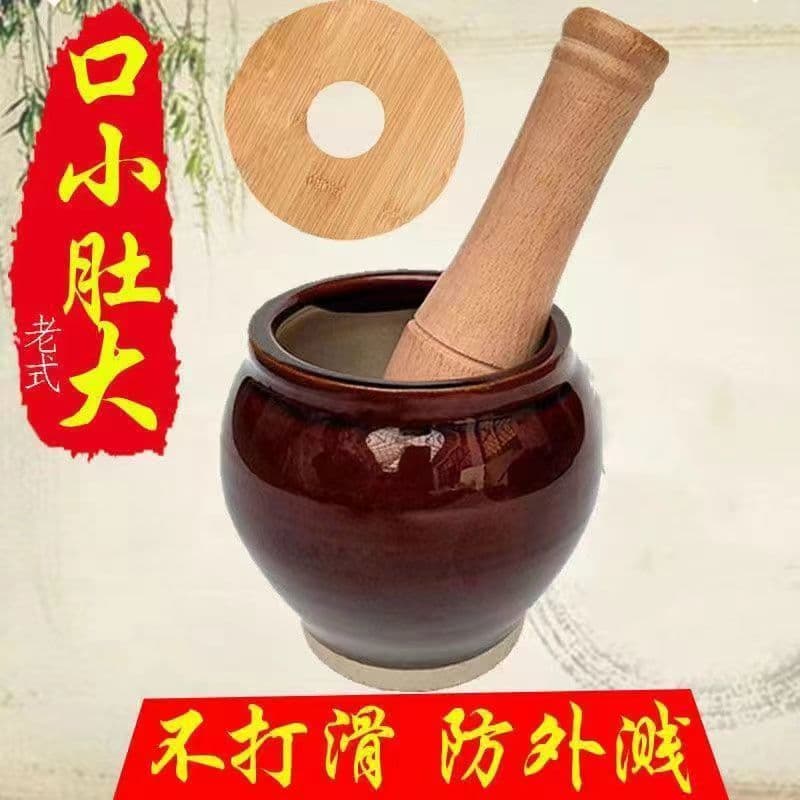 Vintage Stone Mortar and Pestle for Garlic Mashing, Extra Large Traditional Garlic Crusher and Grinder