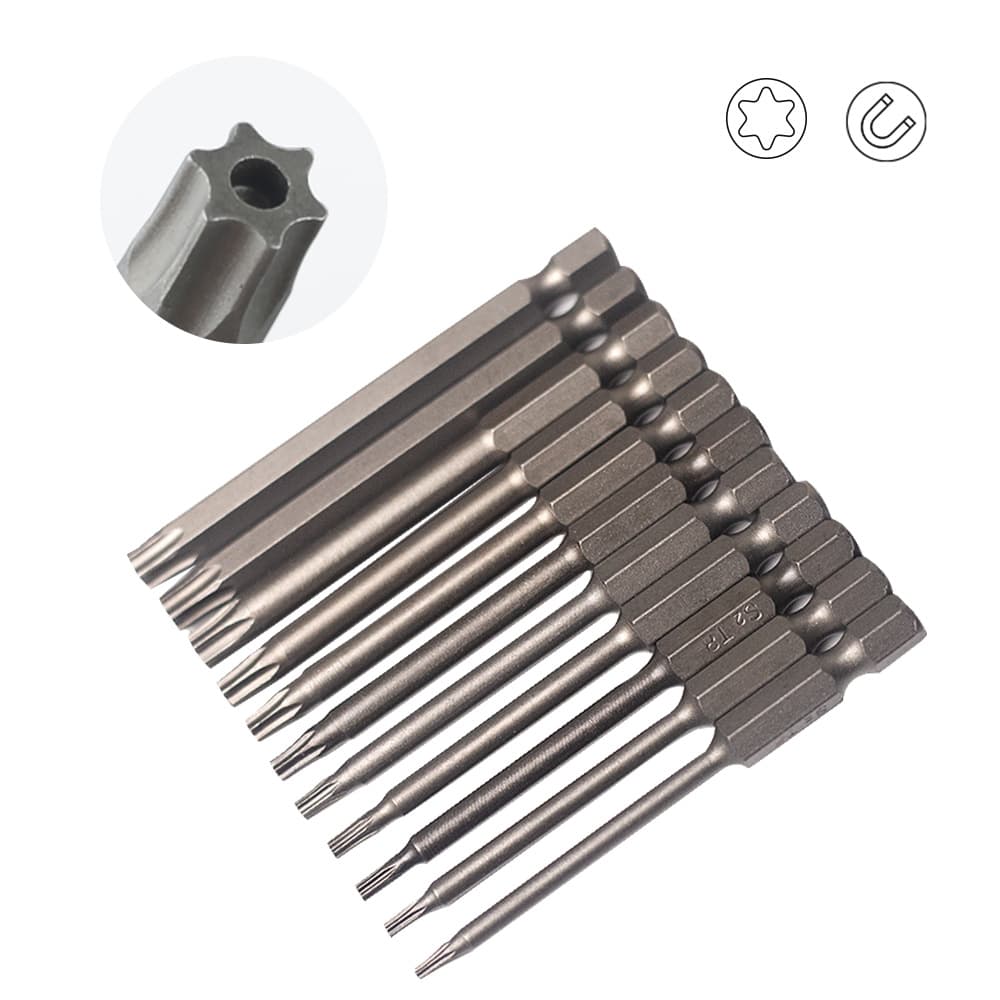 1/4" Hex Shank Hollow Torx Extended S2 Screwdriver Bit Set (50-75-100mm)