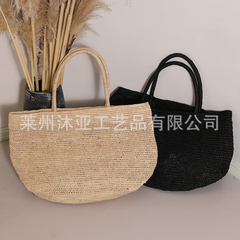 High-end large-capacity raffia single-shoulder straw bag new fashion portable woven bag seaside vacation beach bag