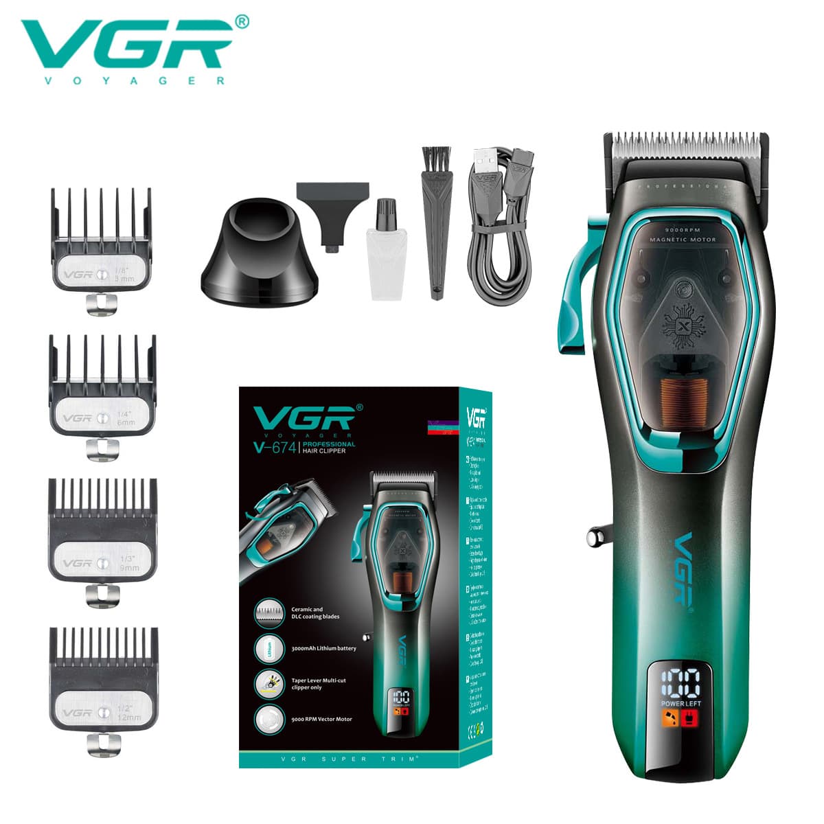 VGR674 Cross-border Electric Hair Clipper Professional Salon Barber High Speed with Base Hair Trimmer