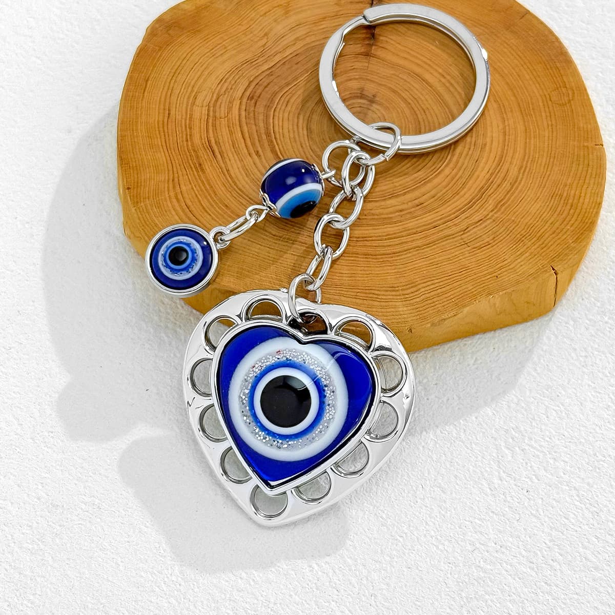 Cross-Border Best Seller New European and American Heart-Shaped Teardrop Elephant Evil Eye Pendant Accessory Keychain Key Ring Elephant