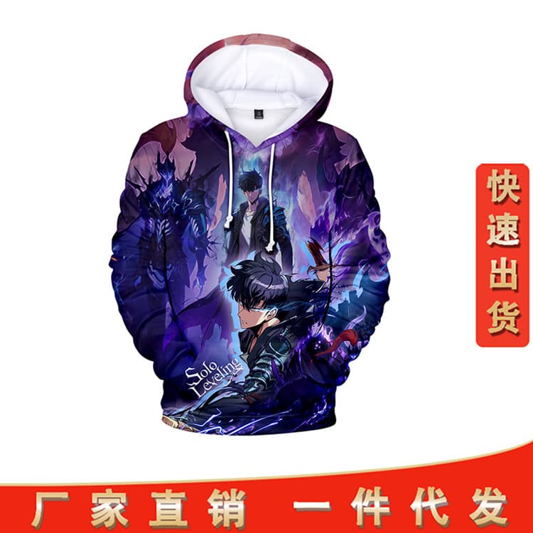 Foreign trade upgraded hooded pullover sweatshirt fleece-lined autumn/winter top full-color anime merchandise clothing available for drop shipping