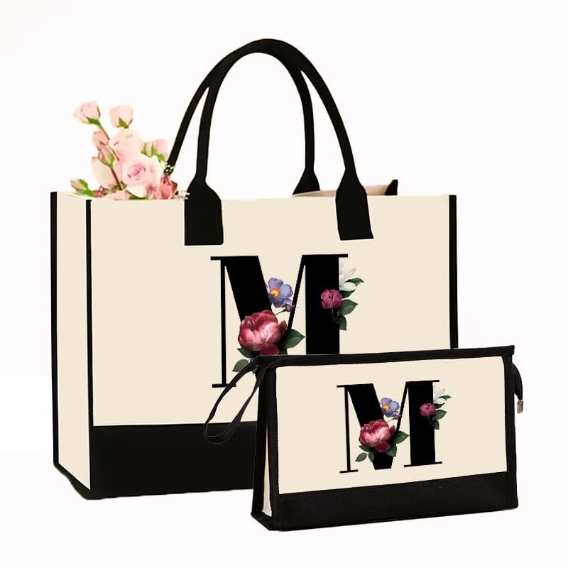 Cross-border Hot-selling Canvas Single Shoulder Bag Makeup Set Bag Color-block Print Portable Zipper Clutch Storage Set Bag