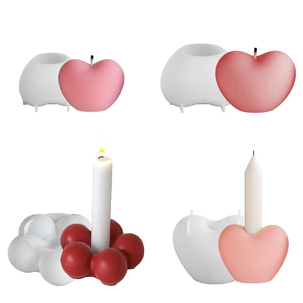 3D Heart Cloud Candle Silicone Mold, Epoxy Resin DIY Heart Candle Holder Candle Base Plaster Ornament
