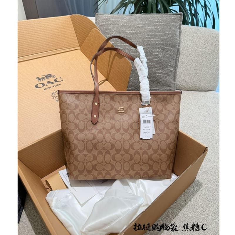 Koujia City30 Zip Tote Bag Classic Vintage Large Capacity Shopping Bag Shoulder Handbag Underarm Bag