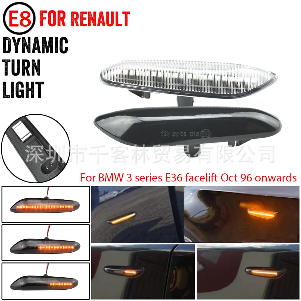 Amber Sequential Side Marker Light for BMW E90 E91 E92 E93 E60 E87 E82 E46