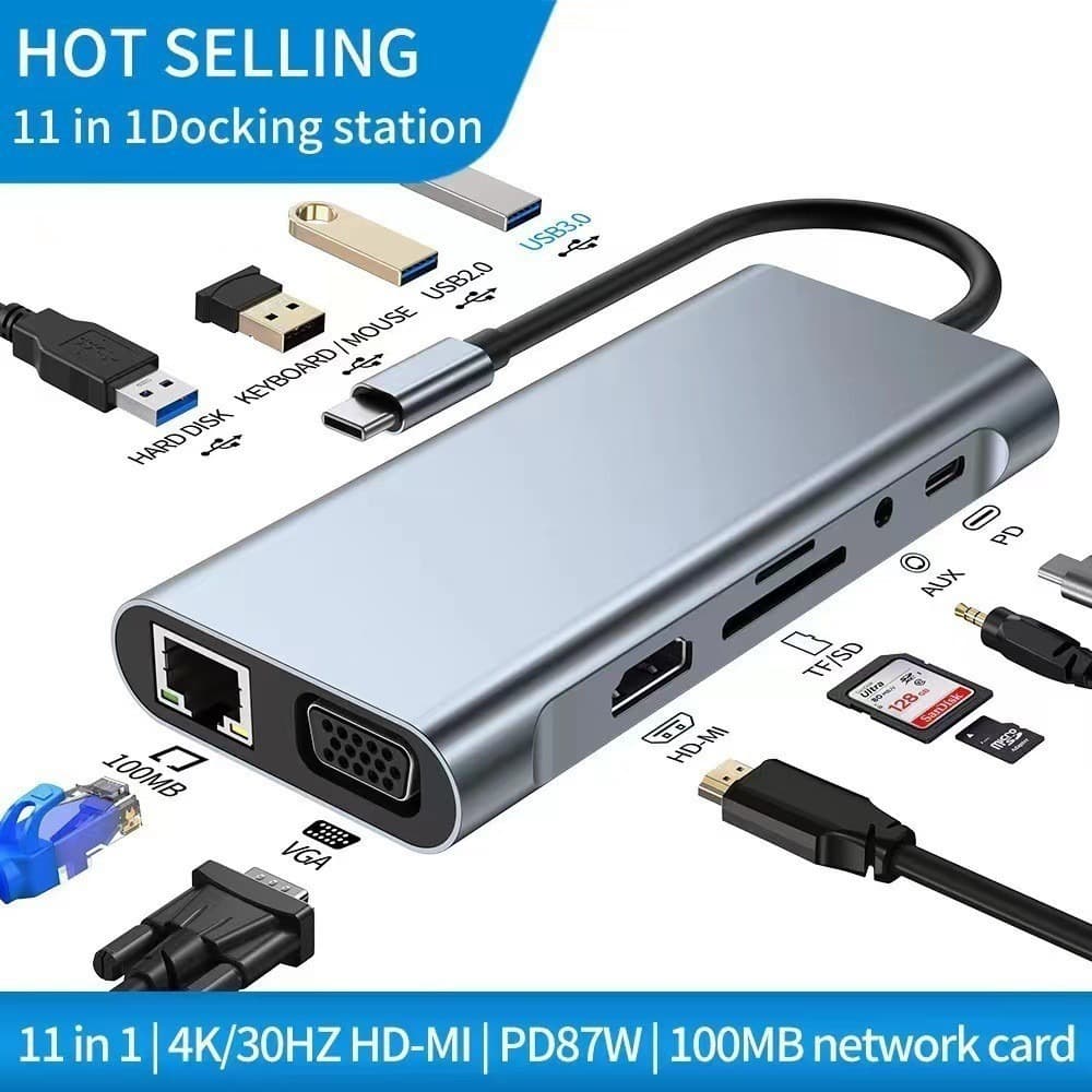 Eleven-In-One Network Port Expansion Dock Multi-Interface Notebook Computer Hub 3.0 High-Speed Transmission No External Power Required