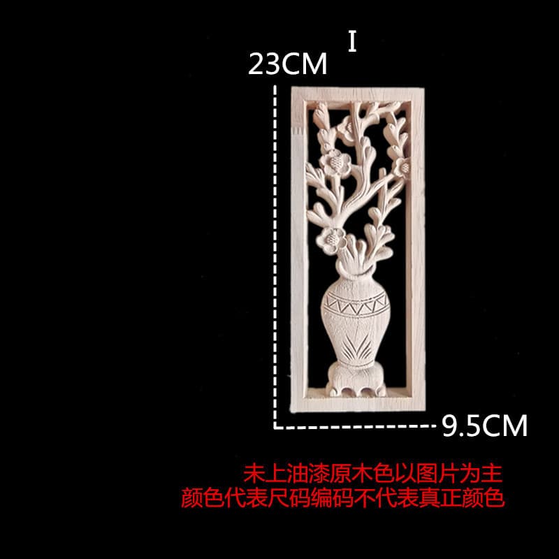 Dongyang Wood Carving European Style Solid Wood Square Arch Background Solid Wood Applique Background Decorative Furniture Cabinet Decorative Flower Piece