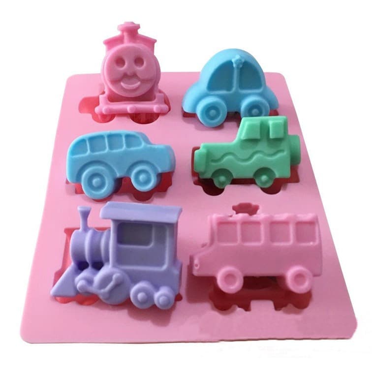 6-Connected Thomas Silicone Cake Mold DIY Baking Mold Handmade Soap Cartoon Doll Train Plaster Mold